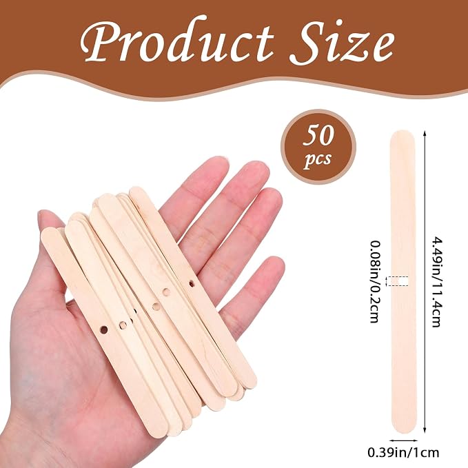 50 Pcs Wooden Wick Holders, Adjustable Candle Wick Centering Tool & Stabilizer for Candle Making Supplies, DIY Candlemaking Tools and Accessories