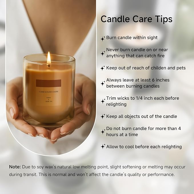Coffee Scented Aromatherapy Candle, Cozy Warm Soy Wax Candle Birthday Gifts for Women Men Mom Her Friends Wife Husband