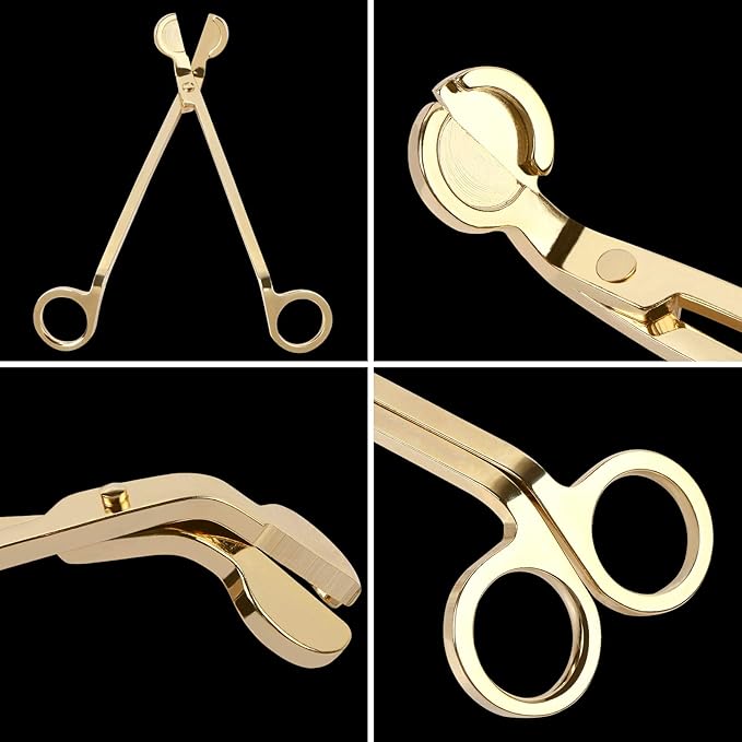 Candle Wick Trimmer, Polished Stainless Steel Wick Clipper Cutter, Reaches Deep Into Candles To Cut Spent Wicks for Holiday Use, Gold