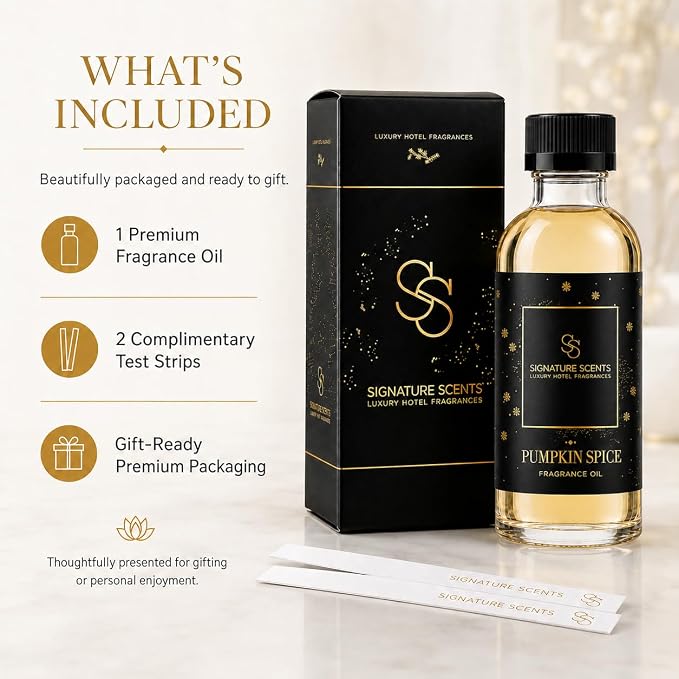 Luxury Hotel Diffuser Oil for Hotels and Homes - Aromatherapy Oils for use with an Essential Oil Diffuser at Home - Fragrance-Scent Diffuser Oil Blend (Pumpkin Spice) 4.05fl oz (120ml)