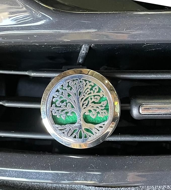 Car Aromatherapy Essential Oil Diffuser Locket Tree of Life Pattern Stainless Steel Car Air Fresheners Vent Clips Decorative