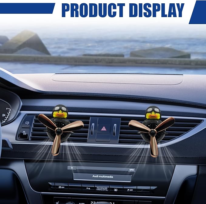 Pilot Duckling Car Dashboard Air Vent Trim Clip, Cute Cartoon Car Rotating Propeller Air Outlet Decoration, Cool Automotive Interior Perfume Diffuser Ornament Accessories (Duck)
