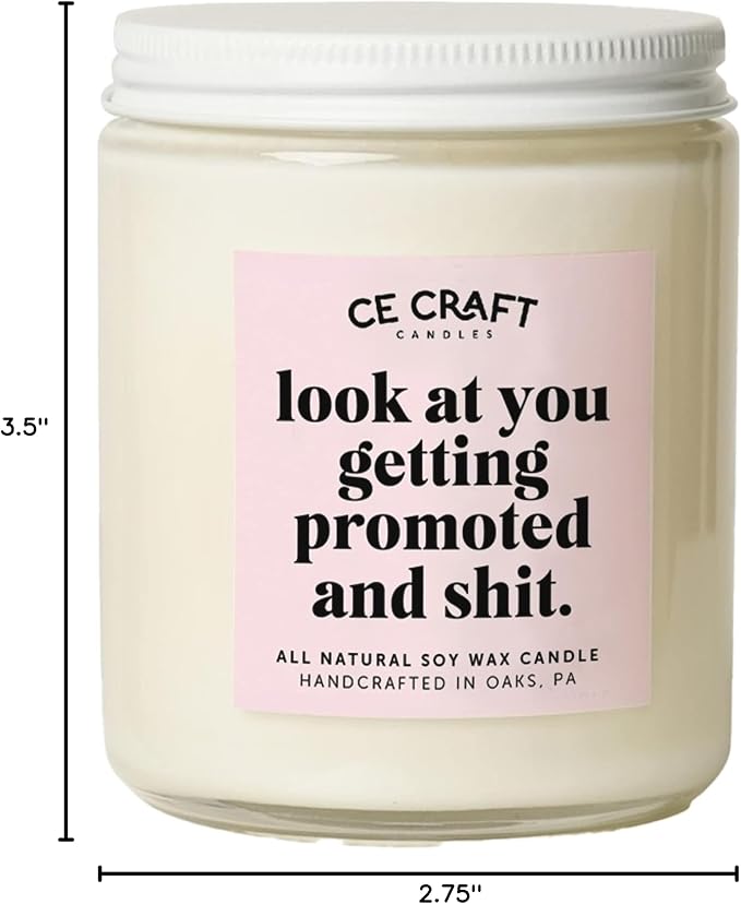 C&E Craft CE Craft - Look at You Getting Promoted & Shit Candle - Promotion Gift Coworker | Promotion Gift | Funny Promotion Gift for Her | Promotion Gift for Men, Women Office (Lavender Vanilla)