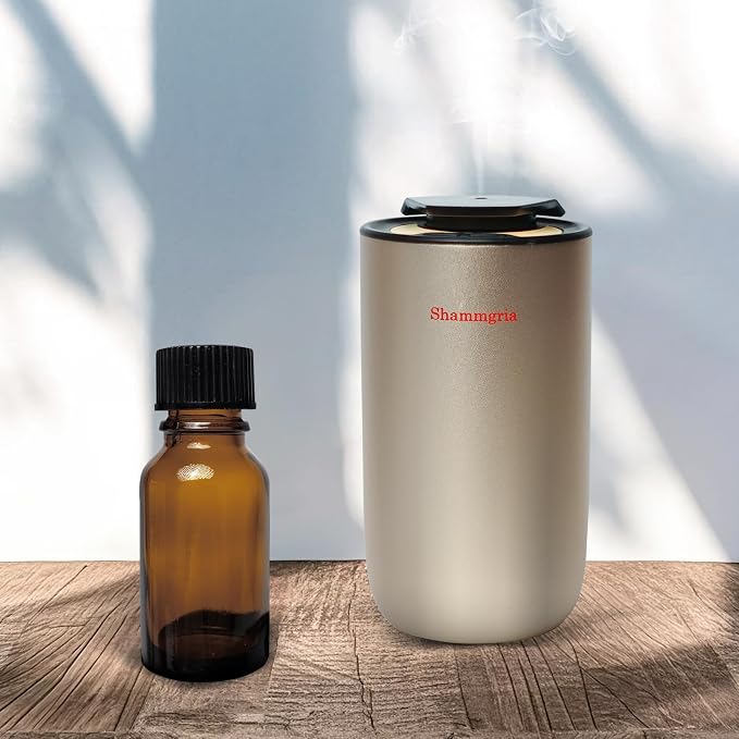 Car Air Diffuser Essential Oil Aromatherapy Scent Diffuser with 3 Mist Levels & LED Lights for Car, Room, Studio, Office- Champagne