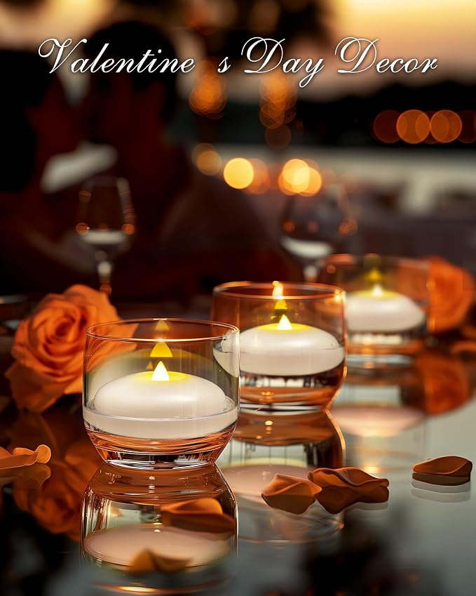 Homemory 48 Pack 3” Flameless Led Floating Candles, 200 Hour White Battery Operate Waterproof Tealights for Cylinder Vases, Centerpieces at Wedding Decor, Party, Pool