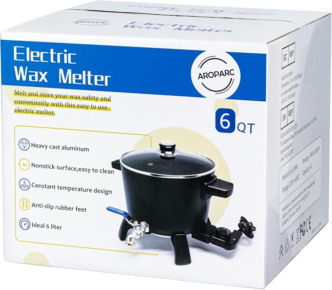 Wax Melter for Candle Making, 11Lbs (6Qts) Candle Wax Melting Pot with Spout for Soy Wax Soap Base Easy Pour & Non-Stick & Temps