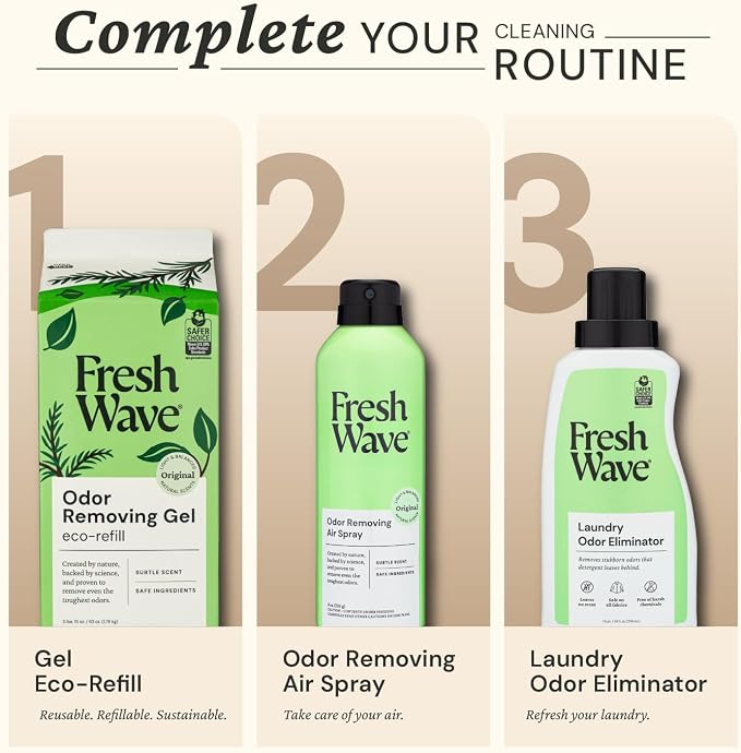 Fresh Wave Odor Removing Gel, 15 oz. - Odor Absorbers for Home, Safer Odor Relief, Natural Plant-Based Odor Eliminator, Every 15 oz. lasts 30-60 Days, For Cooking, Trash & Pets