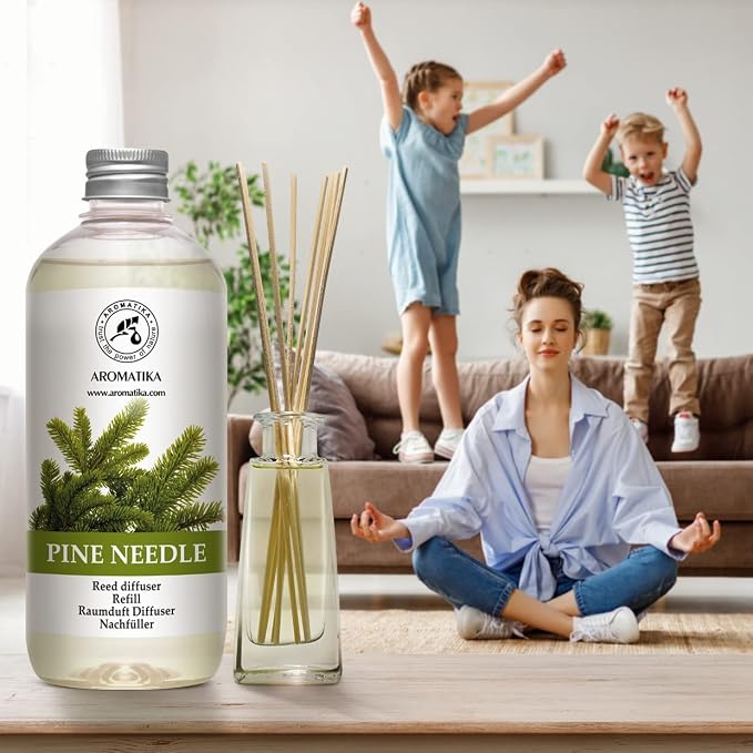 Pine Diffuser Refill 17.0 Fl Oz - Fresh & Long Lasting Fragrance - Scented Reed Diffuser - Diffuser Oil Refill - for Aromatherapy - Office - Air Fresheners w/Natural Essential Pine Needle Oil