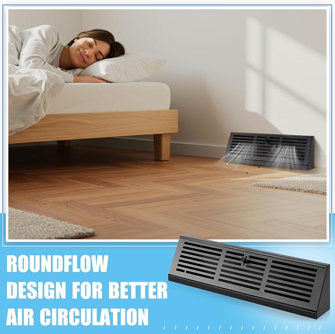Yaocom 2 Pcs 15 Inch Baseboard Register Duct Opening Size Vent Covers for Home Floor Diffuser Wall Corner Baseboard Air Covers Floor Diffuser Including Screws Easy Installation(Black,Stripes)