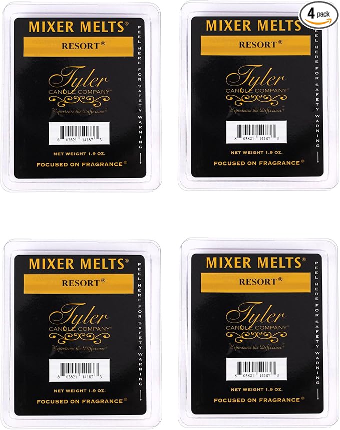 Tyler Candle Company Resort 1.9 Ounce Scented Mixer Wax Melt Cubes for Tart Burner, Pack of 4