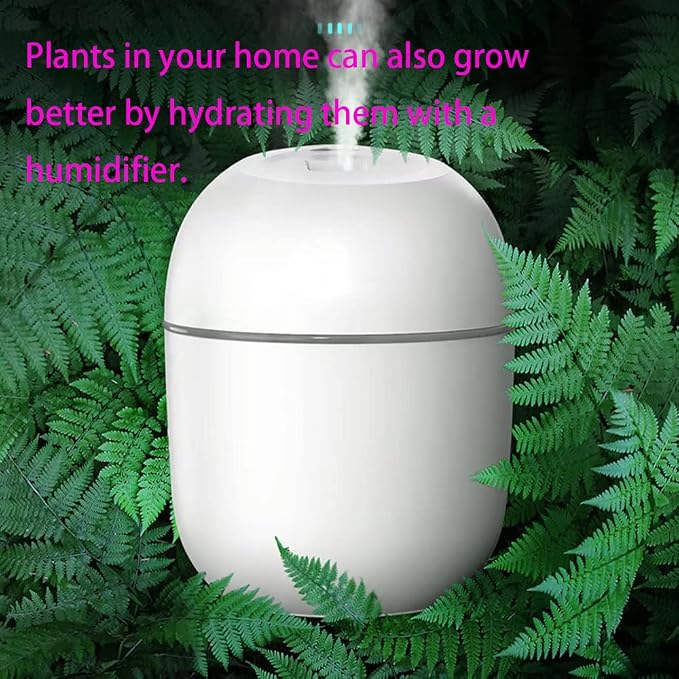 Mini Humidifier, USB Power Supply, Suitable for Study Room, Bedroom, Baby Room, Office, Car, With 7 Color LED, Air Humidifier, Can Be Used for Facial Moisturizing (Snow White)