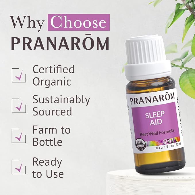 Pranarom - Sleep Aid Essential Oil Blend (15ml) - Lavender, Spikenard, Clary Sage, Vetiver, Roman Chamomile - 100% Pure Essential Oil for Diffusing & Relaxation|USDA and ECOCERT Certified Organic