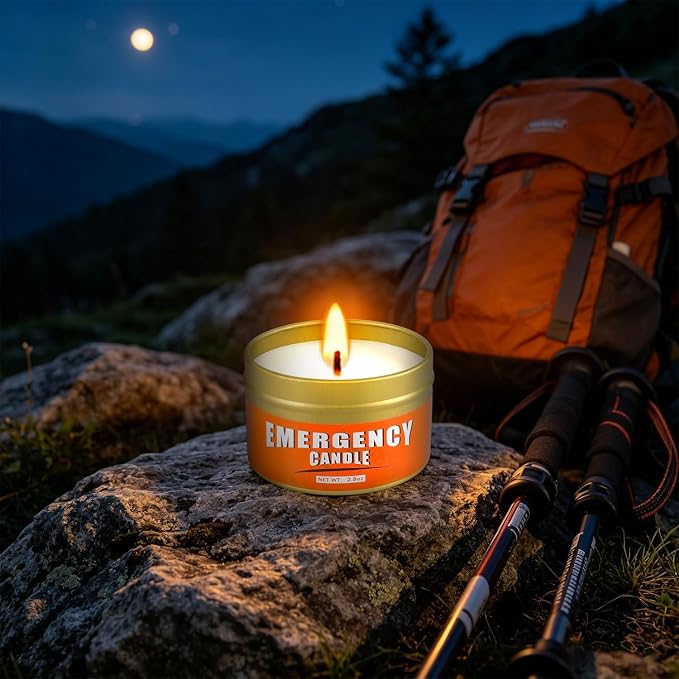 24+Hour Candle Set 24 Pack 2.8oz, Emergency Candles for Power Outages, Mountain Climbing, Wild and Camping Use. Portable and Tabletop Design, Bulk Emergency Candle Supplies.