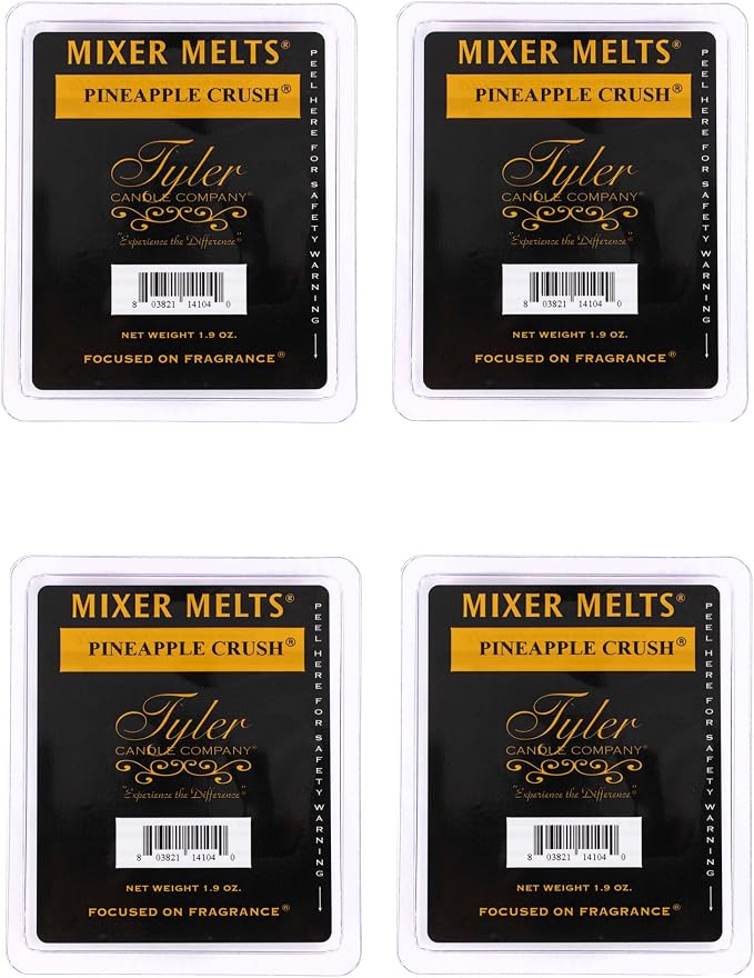 Tyler Candle Company Pineapple Crush 1.9 Ounce Scented Mixer Wax Melt Cubes for Tart Burner, Pack of 4
