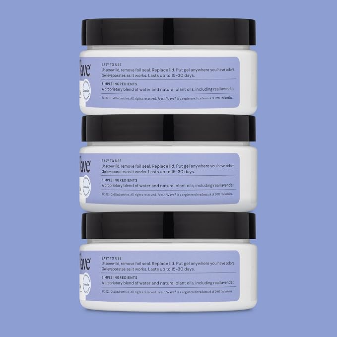 Fresh Wave Lavender Odor Removing Gel, 7 oz., Pack of 6 - Safer Odor Absorbers for Home, Natural Plant-Based Odor Eliminator, Every 7 oz. lasts 15-30 Days, For Cooking, Trash & Pets