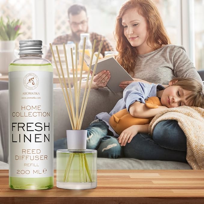 Reed Diffuser Refill Fresh Linen 6.8 Fl Oz (200ml) - Room Diffuser Refill - Home Fragrance - Scented Diffuser - Fresh Aroma - Room Fragrance - Scented Diffuser