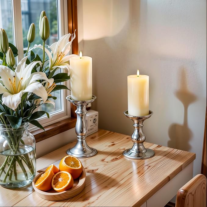 Homemory White 3x6 Inch Flameless Candles Battery Operated with Remote Timer, Real Wax LED Pillar Candle for Home Fireplace Bedroom Living Room Party, Set of 2