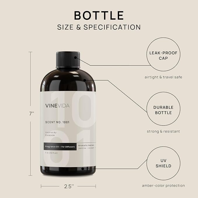 VINEVIDA 16oz Hotel Diffuser Oil - Cold Air Diffuser Oils - Home Luxury Scents | Inspired by Ritz Carlton Hotel Scent No.1001