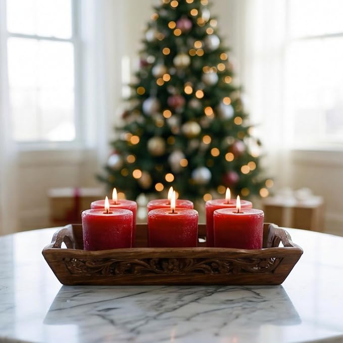 Aroma Naturals Votive Candles Essential Oil, Peace Ruby Holiday, 6 Count