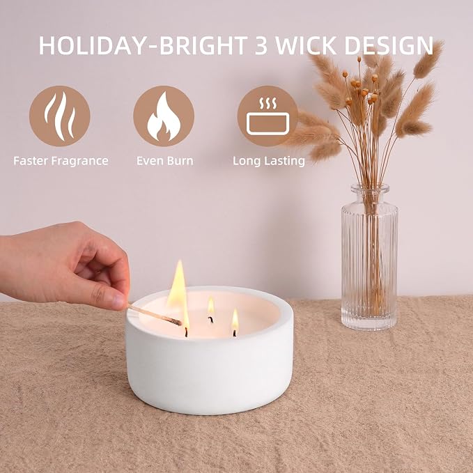 Viyffo 20oz Large White Scented Candle for Women – Vanilla Dreamscape, 3 Wick Non Toxic Soy Candle, Matte Ceramic Jar, Luxury Home Fragrance, Elegant Room Decor & Premium Gift