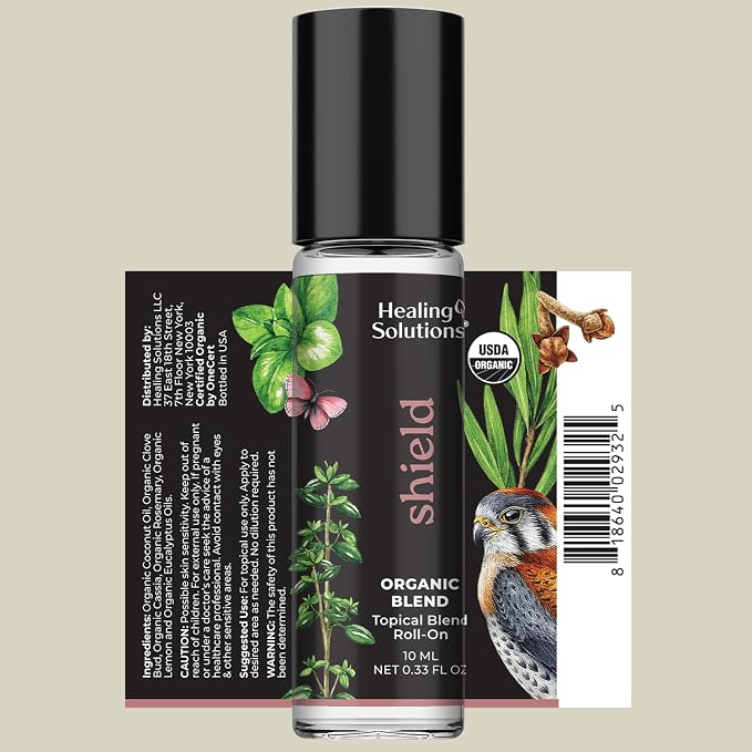 Healing Solutions (2 Pack) Health Shield Essential Oil Roll-On for Skin and Body - Aromatherapy Roller - USDA Organic Certified