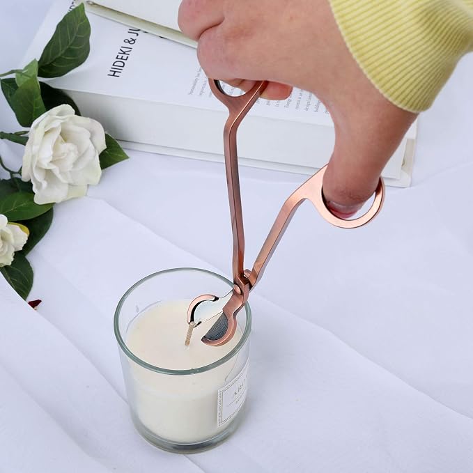 MUXSAM Candle Wick Trimmer, Wick Cutter, Steel Candle Scissor, Wick Clipper, Candle Shear Candle Care Tool for Scented Candle Lovers Gifts, Safely Remove Cut Wick Reduce Soot, Rose Gold