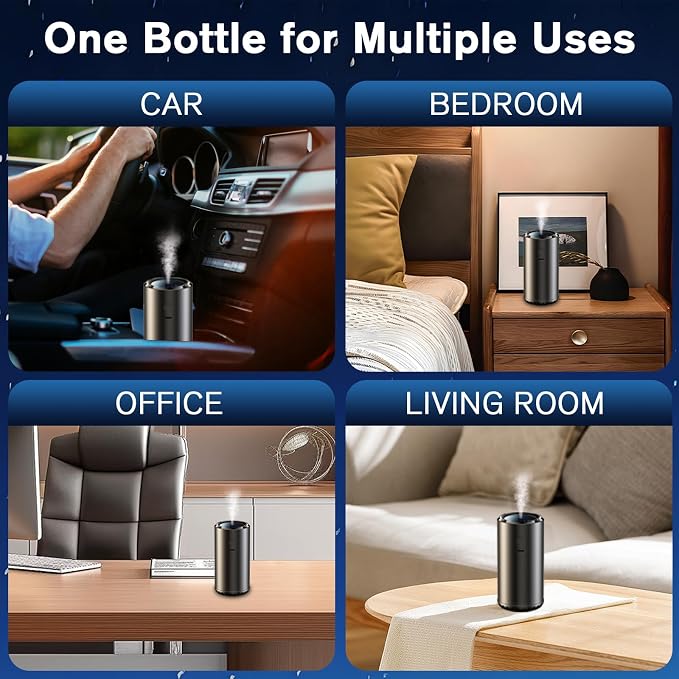 Smart Car Air Freshener, Car Air Freshener Diffuser with 100ml Perfume, Long Lasting Lasts 6 Months, RGB Music Syncing Light, Auto On/Off, 5 Adjustable Rechargeable Aroma Diffuser, Cologne