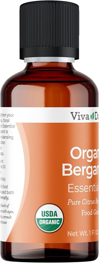 Viva Doria Bergamot Essential Oil, USDA, Certified Organic Bergamot Oil, 100% Pure, Natural Essential Oil, Undiluted, for Aromatherapy | Food Grade, 30 mL (1 Fluid Ounce)