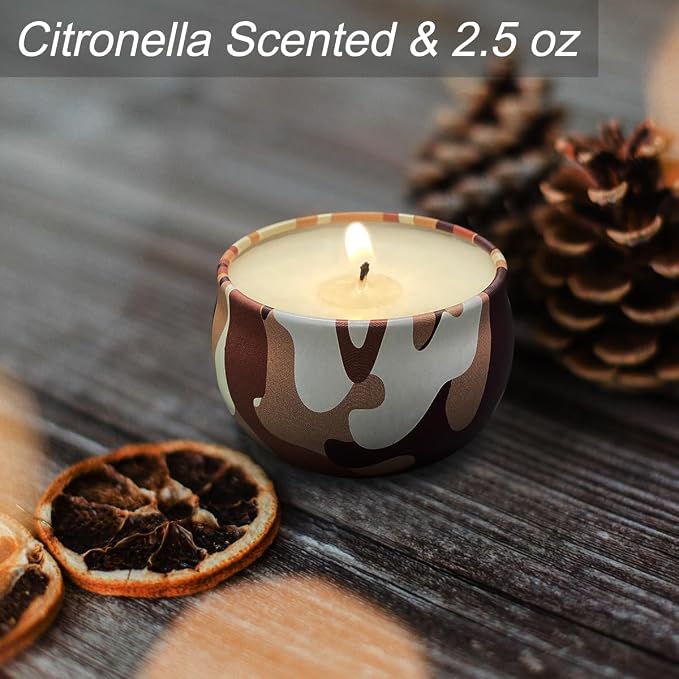 3 Packs x 2.5 oz Citronella Candles Outdoor Set,Indoor Scented Soy Wax Candles Portable Travel Tin Gift Set for Home Garden Patio Balcony Decorative, Baby Shower Prizes