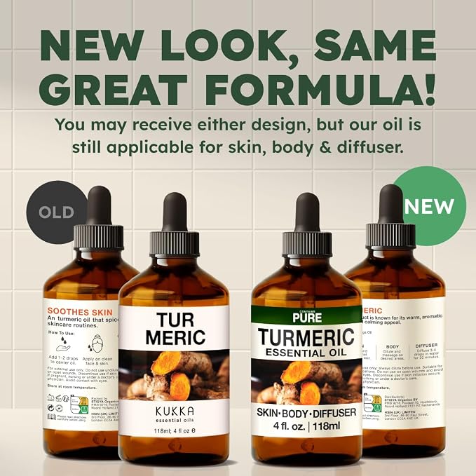 100% Pure Turmeric Oil - 4 Fl Oz Turmeric Essential Oil for Hair, Skin, Diffuser, Aromatherapy & DIY Soap Making Scent