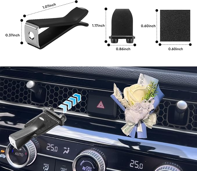 10 Pieces Square Head Car Vent Clips + 3 Adapters for 11th Gen Honda Civic, CRV, ZRV, Integra - Custom Fit Car Air Fresheners for Honeycomb Vents, 9mm Black - Car Dashboard Decorations, Car Ornaments