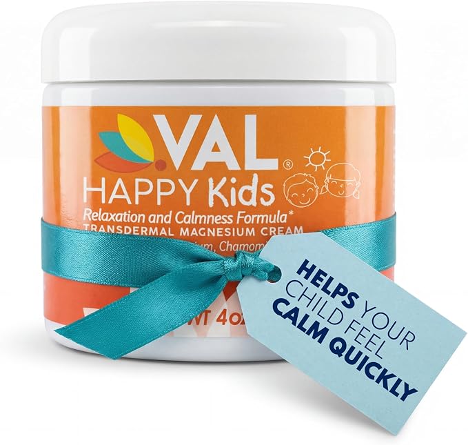 VAL Magnesium Cream for Kids | Relaxation for Daytime & Bedtime Routine | Gentle Zechstein Magnesium Chloride | Calm & Mood Support | with Chamomile, Shea Butter & Essential Oils | USA Made | 4oz
