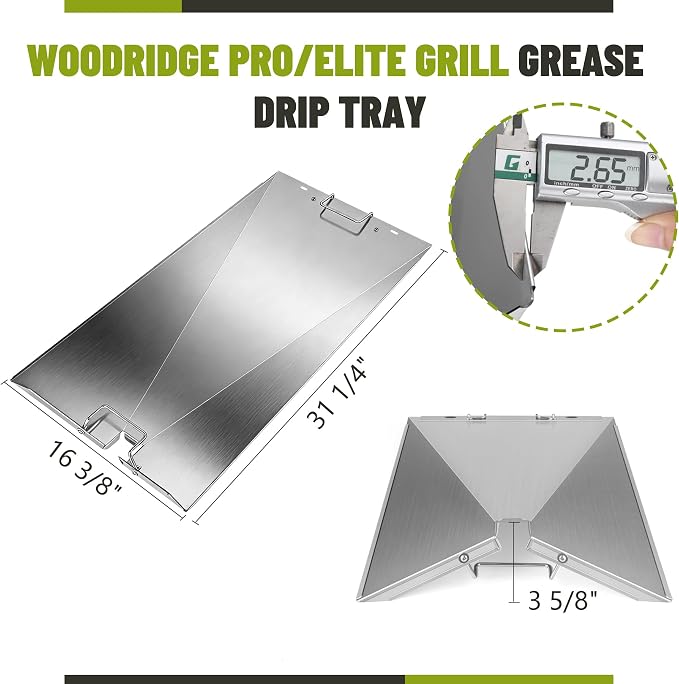 Drip Tray for Traeger Woodridge Pro/Elite Grease Drip Pan Pellet Grill Parts KIT0978 Replacement TFB97JLH TFC97XLH Flame Tamer Heat Baffle Stainless Steel Accessories