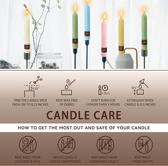 4 Pack Brown Taper Candles Sticks Unscented 9 inch Tapered Candle Dinner Smokeless Long Burning Candlesticks for Weddings Dinner Party Home Decor