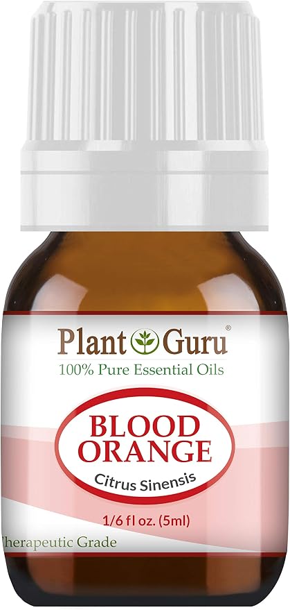 Blood Orange Essential Oil 5 ml. 100% Pure Undiluted Therapeutic Grade Citrus Sinensis, Cold Pressed from Fresh Peels, for Aromatherapy Diffuser, Relaxation and Calming, Natural Cleaner.