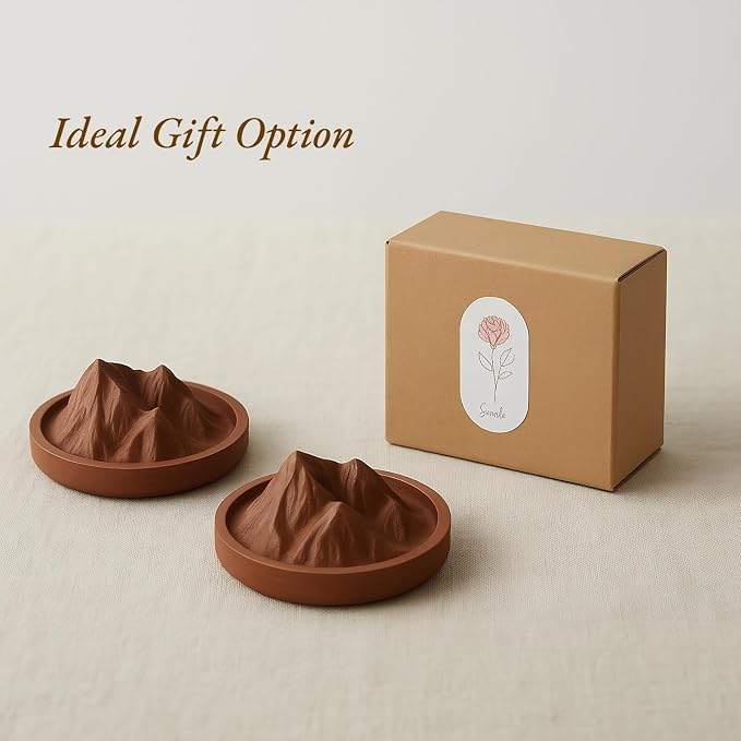 Passive Essential Oil Diffuser Wood Petal-Like, Small Portable Aromatherapy Diffuser Layered, Mini No-Electric Natural Boho Walnut Accent for Car, Desk, Rooms, Home, Office (Mountain-Like)
