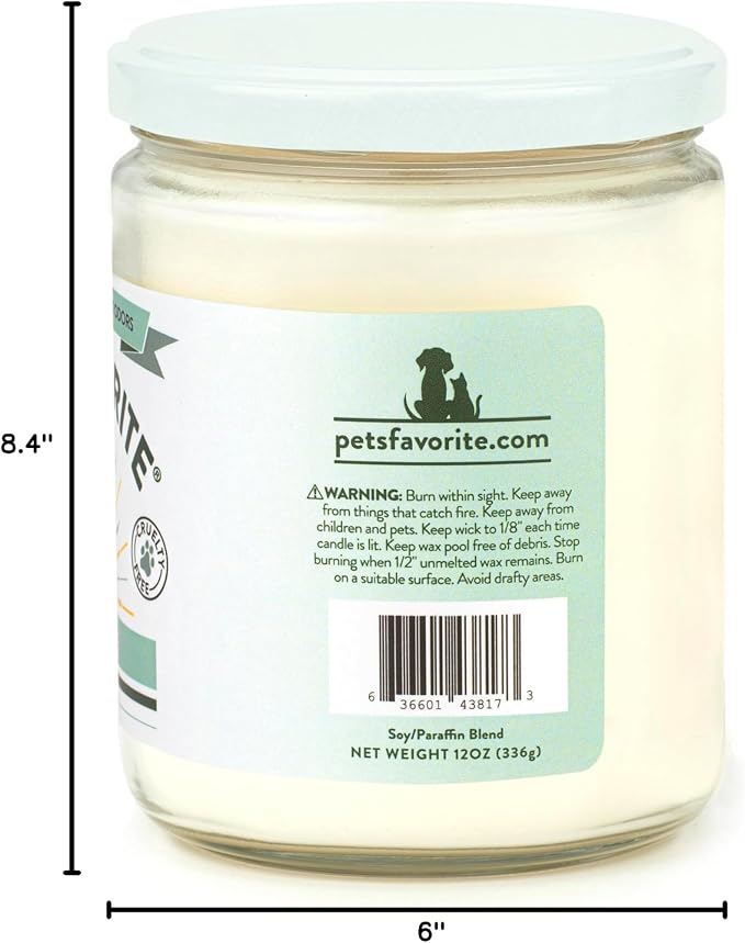 Pet's Favorite Plant Based Pet Friendly Candles Clean Burning Plant Based Odor Candle with a Natural Fiber Wick and 70 Hour Burn Time, Forest Pine