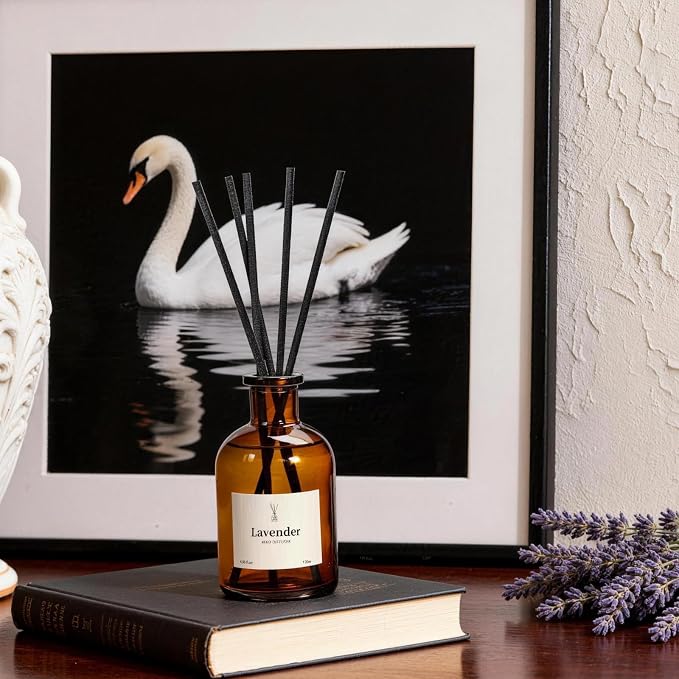 Reed Diffuser Set, 8.12 fl.oz Lavender Scented Oil Diffuser with Sticks, Up to 120 Days, Home Fragrance Reed Diffuser for Bathroom Office Shelf Decor & Room Fresheners, 2 Pack