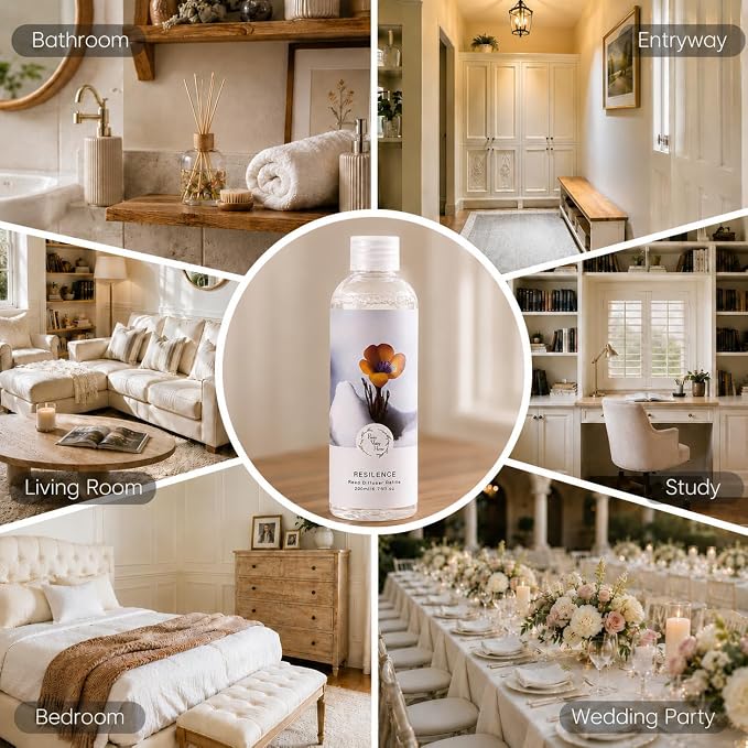 Reed Diffuser Oil Refill Dusty Lilac Scent - Strong Home Fragrance for Bathroom Shelf Decor 200ml