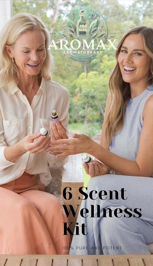 Aromax 6 Pack Essential Oils Gift Set Lavender, Mint, Sandalwood, Teakwood, Tea Tree & Gardenia for Relaxation, Sleep & Stress Relief Aromatherapy Oils for Diffuser, Spa, Home, Meditation & Self-Care