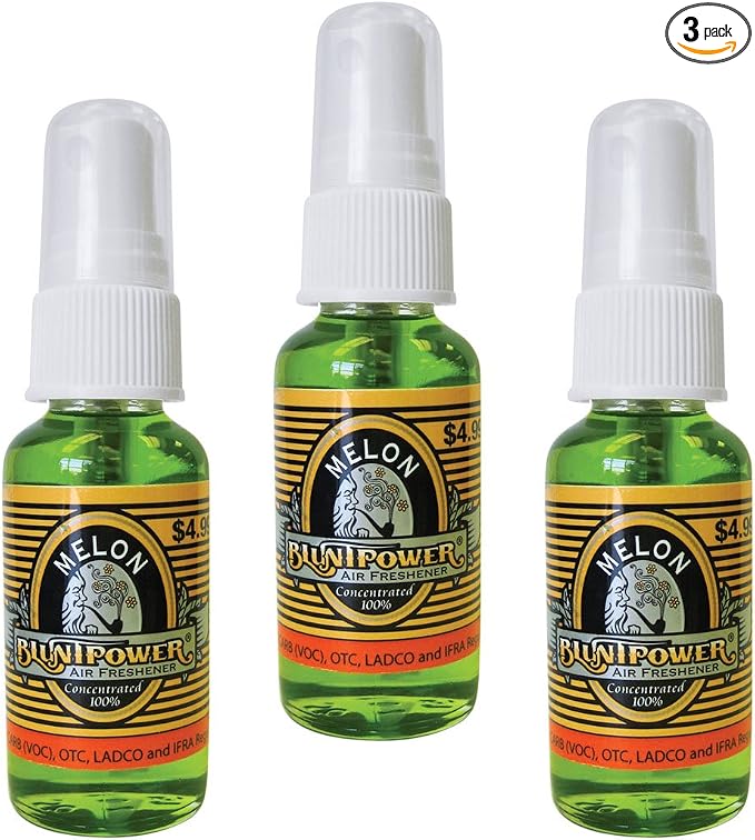 BluntPower (Melon, 3 Pack) Concentrated Air Freshener - Premium Oil Based Air Freshener Spray For Home and Car - Long-Lasting Bathroom Spray, Car Freshener, & Odor Eliminator Spray