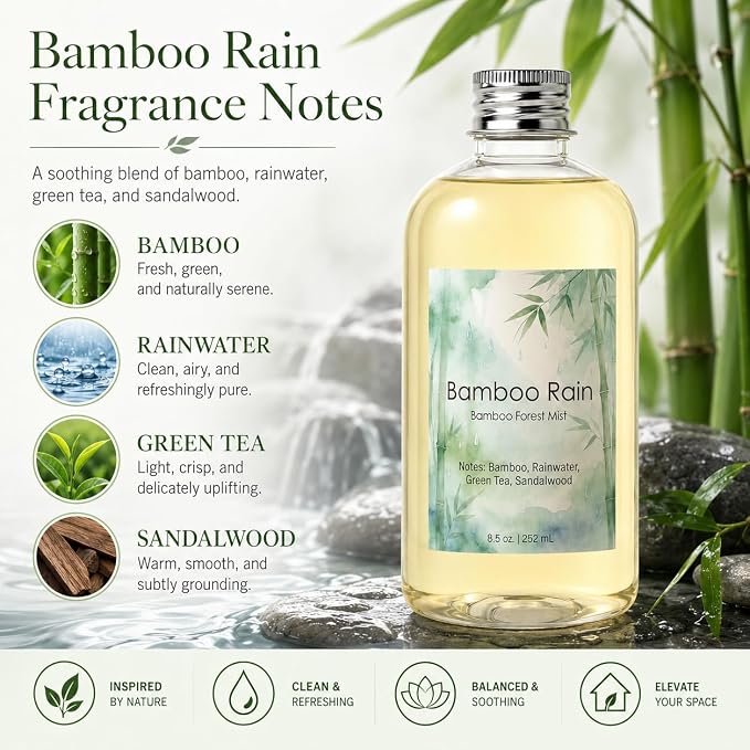 Bamboo Diffuser Oil Refill 8.5 Fl Oz, Luxury Hotel Collection Scent Inspired by Westin, Natural Fragrance Oil for Ultrasonic Diffuser, Room Spray, Air Freshener & HVAC in Home Office (Bamboo)