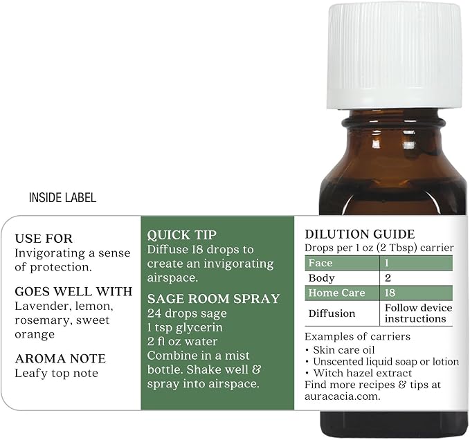Aura Cacia Sage Essential Oil, 0.5 FZ
