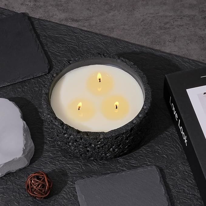 Viyffo Large 3 Wick Scented Candle – Sandalwood & Lavender, 20oz Non Toxic Soy Candles for Women & Men, Matte Black Ceramic Jar Perfect Calming Home Fragrance, Elegant Room Décor & Premium Gift