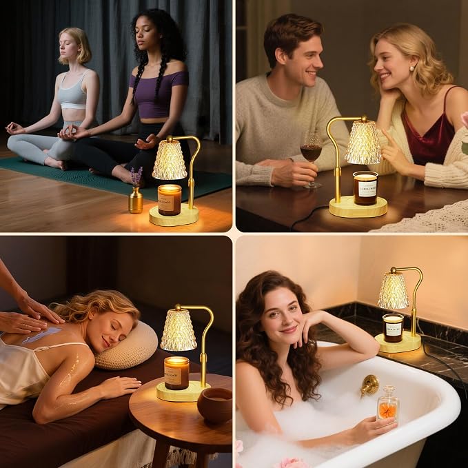 Candle Warmer Lamp with Timer Dimmer, Birthday Gifts for Women Mom, Height Adjustable Wax Melt Warmer for Jar Candles with 2 Bulbs, House Warming Gifts New Home Decor