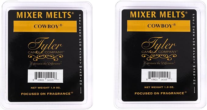 Tyler Candle Company Cowboy 1.9 Ounce Scented Mixer Wax Melt Cubes for Tart Burner, Pack of 2