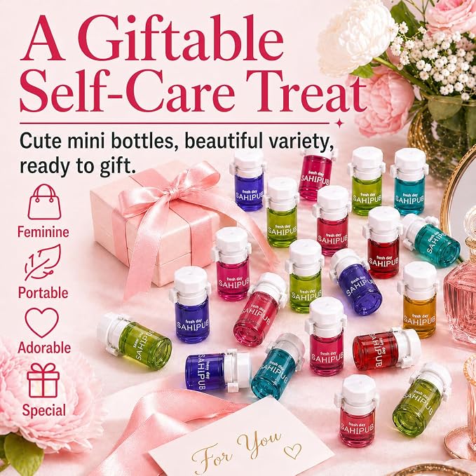 Hair Perfume Oil for Women, 40 Portable Bottles Hair Oil with 10 Scents, Hair Fragrance Gift Set, 2-in-1 Leave-In Hair Serum for Frizzy Dry Hair, Lightweight Non-Greasy, Long-Lasting Scent