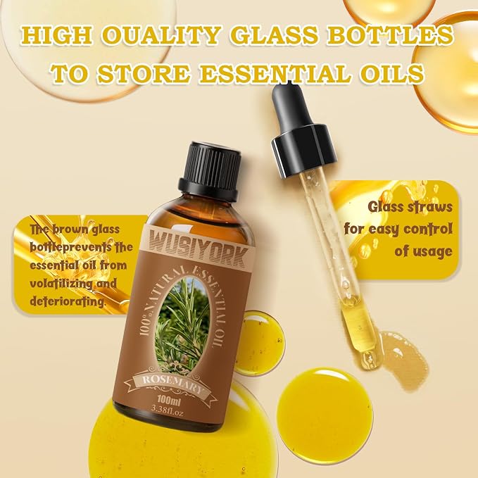 Rosemary Essential Oil 100ML - 100% Pure and Natural Therapeutic Grade Oils for Aromatherapy Diffuser - 3.4 Fl Oz/Rosemary