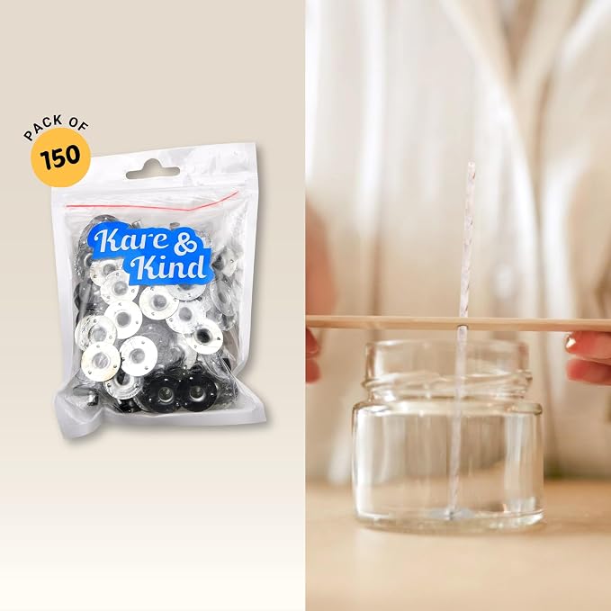 150pcs Metal Candle Wick Sustainer Tabs - Kare & Kind® retail packaging