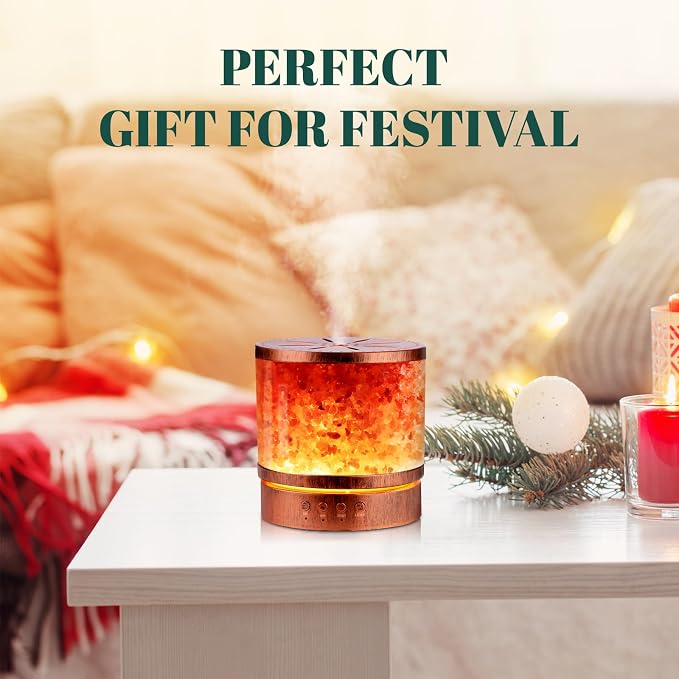 Essential Oil Diffuser Himalayan Salt Lamp Combo 400ml Ultrasonic Cool Mist with 7 Color Changing LED Perfect for Large Rooms Aromatherapy Diffuser Ideal Gift for Moms, Women, and Birthdays